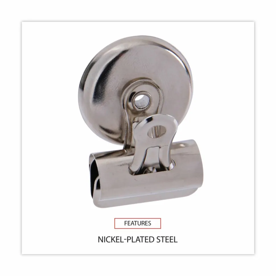 Universal Bulldog Magnetic Clips, Small, Nickel, 18/Pack