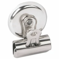 Universal Bulldog Magnetic Clips, Medium, Nickel, 12/Pack