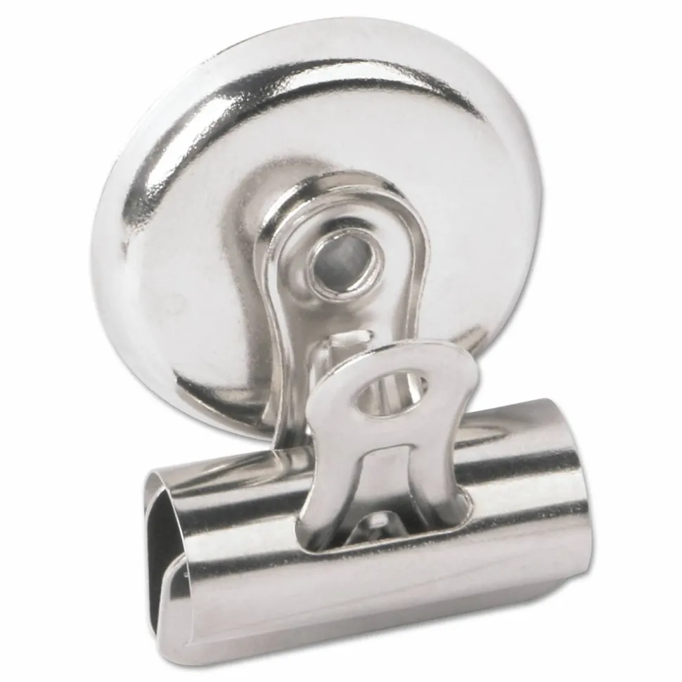 Universal Bulldog Magnetic Clips, Medium, Nickel, 12/Pack