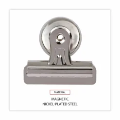 Universal Bulldog Magnetic Clips, Medium, Nickel, 12/Pack
