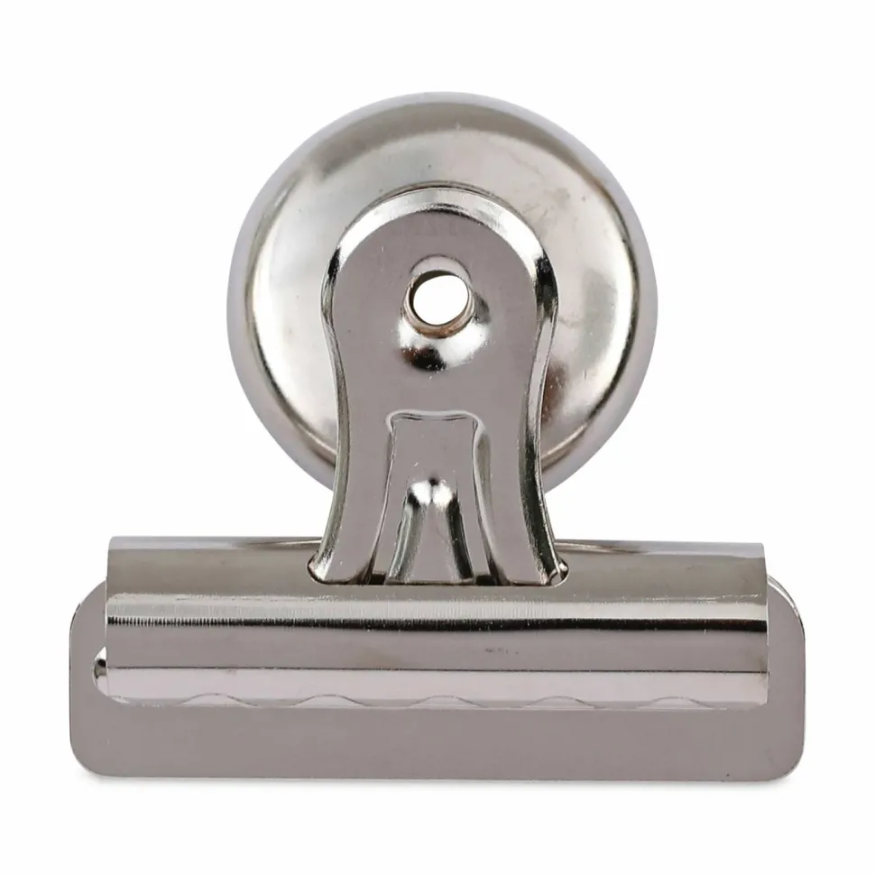 Universal Bulldog Magnetic Clips, Medium, Nickel, 12/Pack