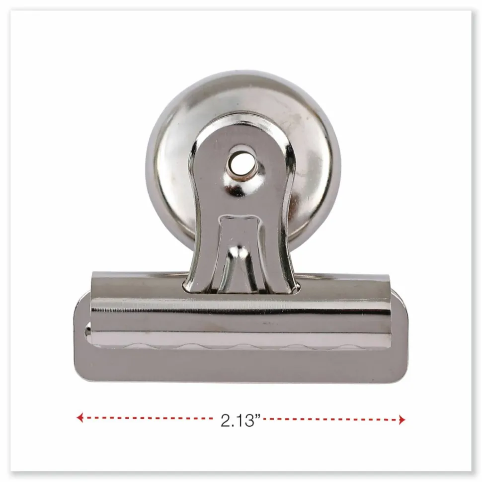 Universal Bulldog Magnetic Clips, Medium, Nickel, 12/Pack