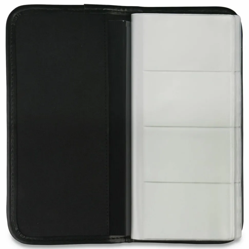 Universal Business Card Holder, Holds 160 3.5 x 2 Cards, 4.75 x 10.13, Vinyl, Black
