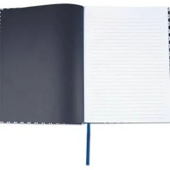 Universal Casebound Hardcover Notebook, 1-Subject, Wide/Legal Rule, Dark Blue/White Cover, (150) 10.25 x 7.63 Sheets