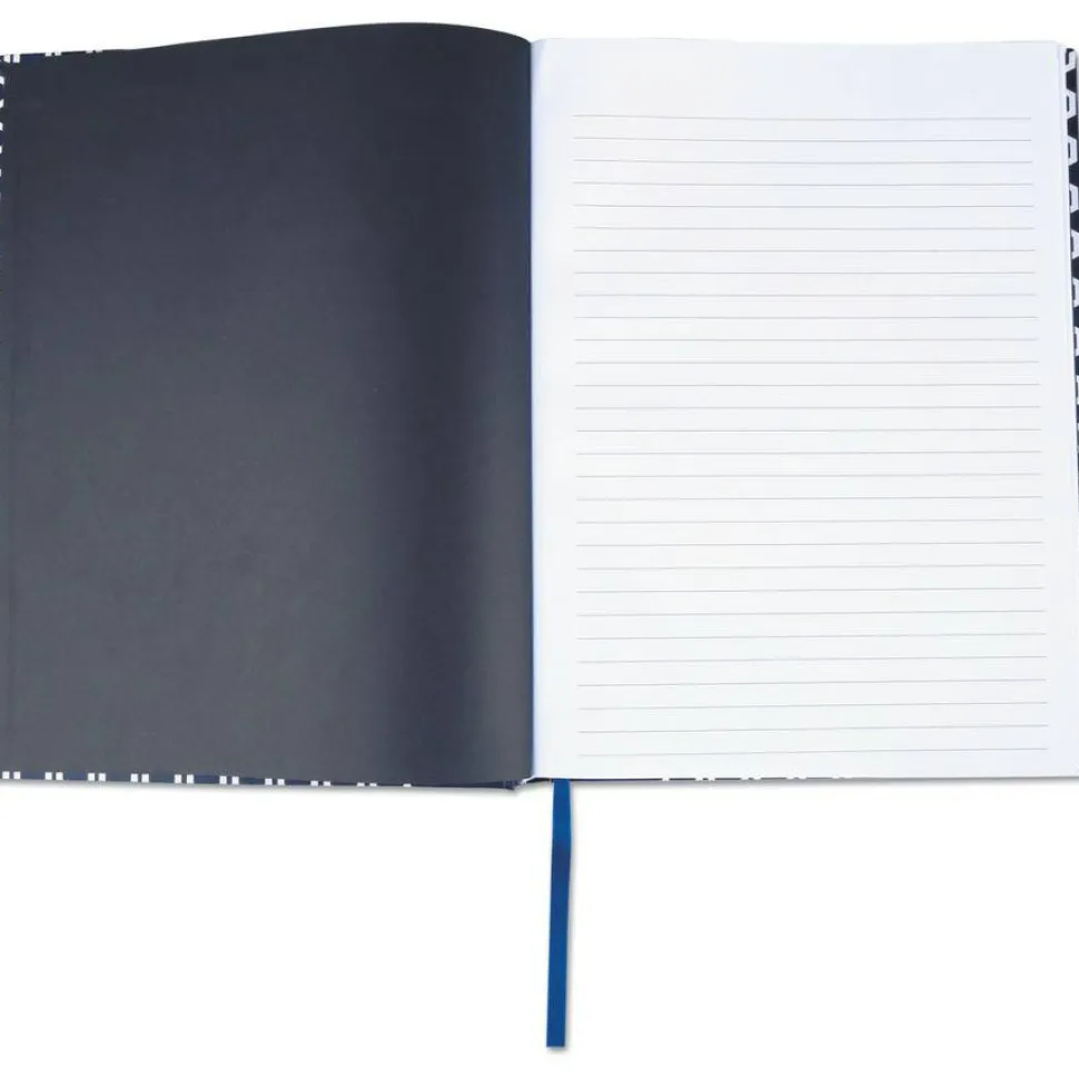 Universal Casebound Hardcover Notebook, 1-Subject, Wide/Legal Rule, Dark Blue/White Cover, (150) 10.25 x 7.63 Sheets