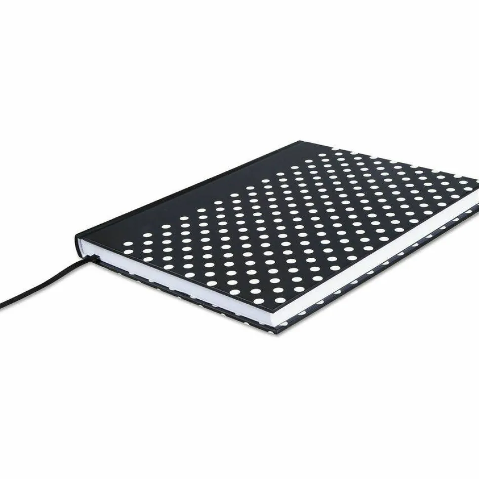 Universal Casebound Hardcover Notebook, 1-Subject, Wide/Legal Rule, Black/White Cover, (150) 10.25 x 7.63 Sheets