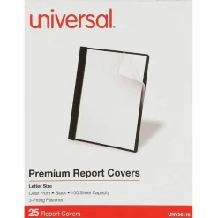Universal Clear Front Report Cover with Fasteners, Three-Prong Fastener, 0.5