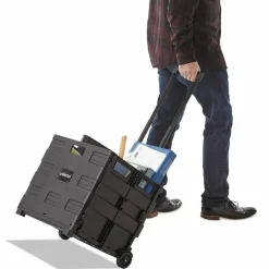 Universal Collapsible Mobile Storage Crate, Plastic, 18.25 x 15 x 18.25 to 39.37, Black