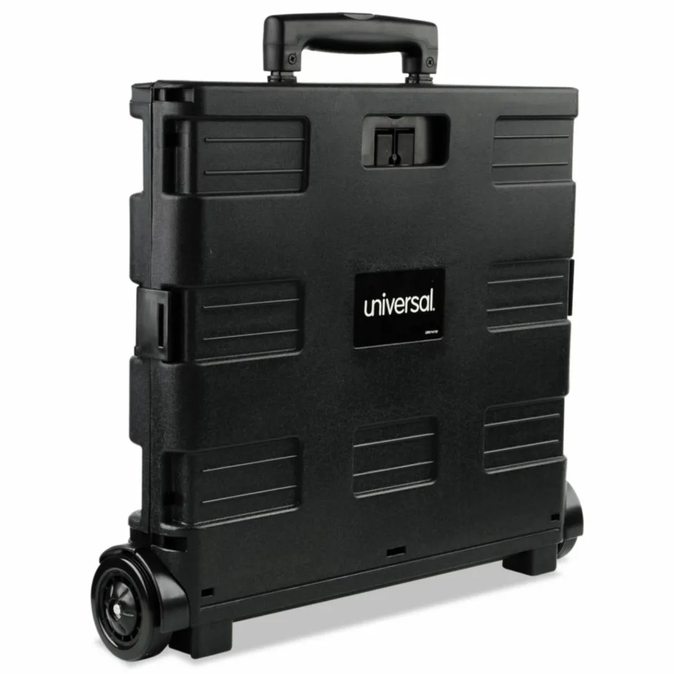 Universal Collapsible Mobile Storage Crate, Plastic, 18.25 x 15 x 18.25 to 39.37, Black