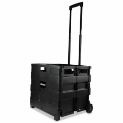 Universal Collapsible Mobile Storage Crate, Plastic, 18.25 x 15 x 18.25 to 39.37, Black