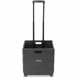 Universal Collapsible Mobile Storage Crate, Plastic, 18.25 x 15 x 18.25 to 39.37, Black