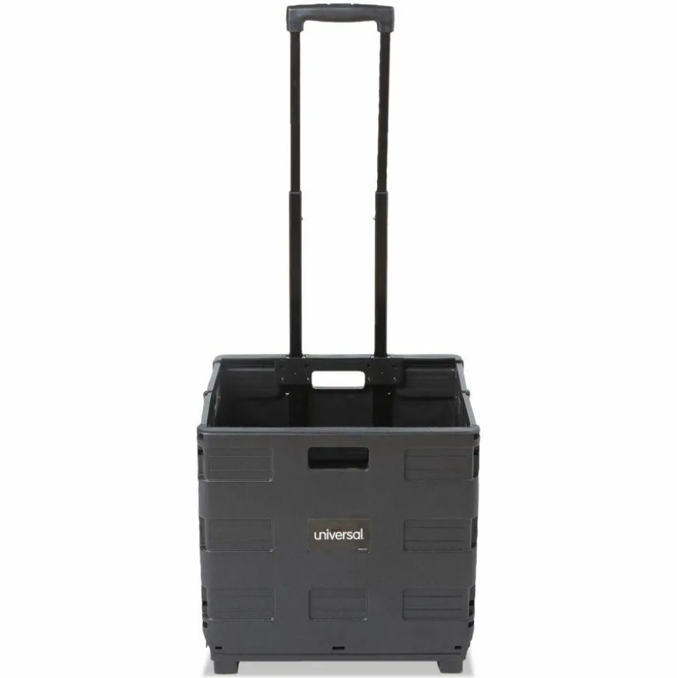 Universal Collapsible Mobile Storage Crate, Plastic, 18.25 x 15 x 18.25 to 39.37, Black