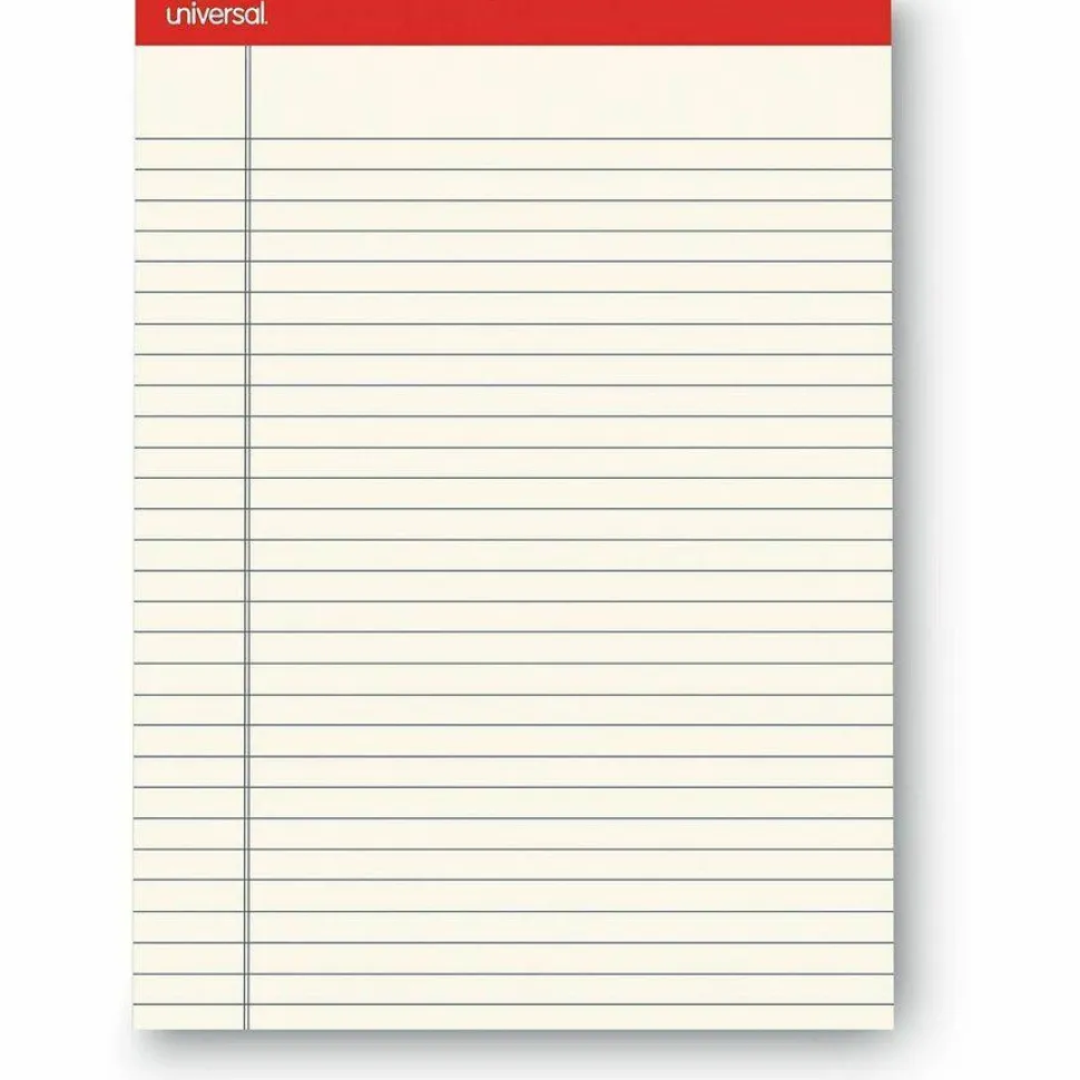 Universal Color Perforated Notepads, 8 1/2" x 11", Legal Ruled, 100 Pages (50 Sheets), Ivory, Pack Of 12
