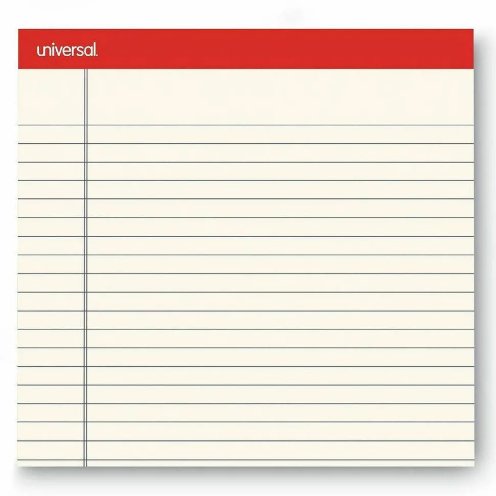 Universal Color Perforated Notepads, 8 1/2" x 11", Legal Ruled, 100 Pages (50 Sheets), Ivory, Pack Of 12