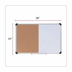 Universal Combination Dry Erase/Bulletin Board, 36" x 24", Tan/White Surface, Black/Satin Aluminum Frame