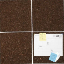 Universal Cork Tile Panels, Authentic Natural Cork Surface, 12" x 0.38" x 12", Dark Brown, 4/Pack