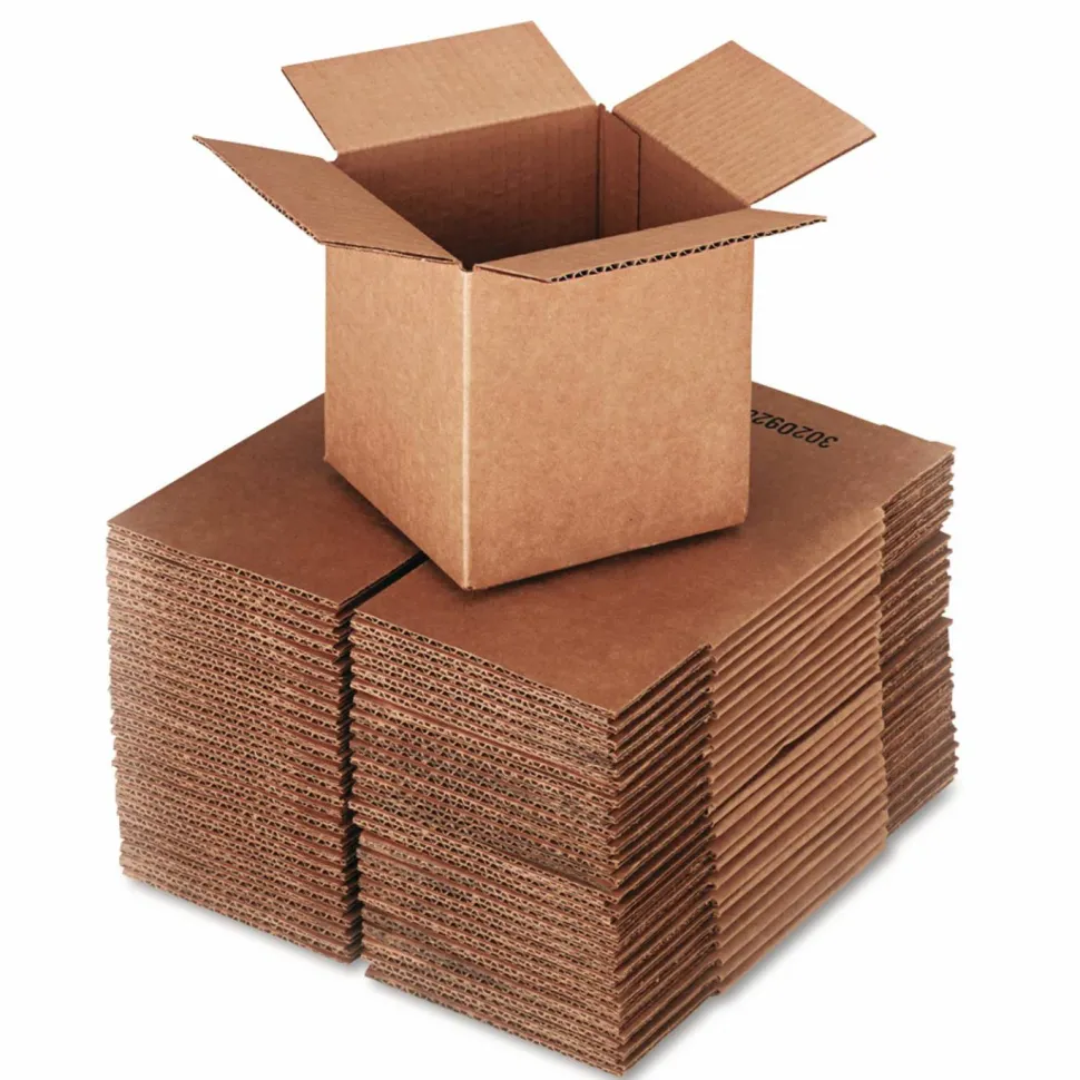 Universal Cubed Fixed-Depth Corrugated Shipping Boxes, Regular Slotted Container (RSC), Small, 6" x 6" x 6", Brown Kraft, 25/Bundle