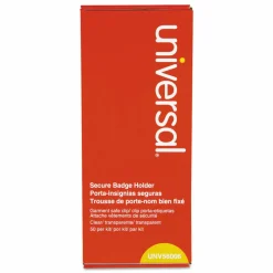 Universal Deluxe Clear Badge Holder w/Garment-Safe Clips, 2.25 x 3.5, White Insert, 50/Box