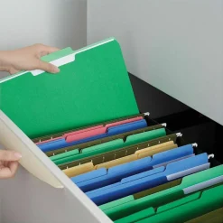 Universal Deluxe Colored Top Tab File Folders, 1/3-Cut Tabs: Assorted, Letter Size, Green/Light Green, 100/Box