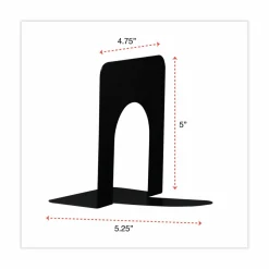 Universal Deluxe Economy Bookends, Nonskid Base, 4.75 x 5.25 x 5, Heavy Gauge Steel, Black, Pair