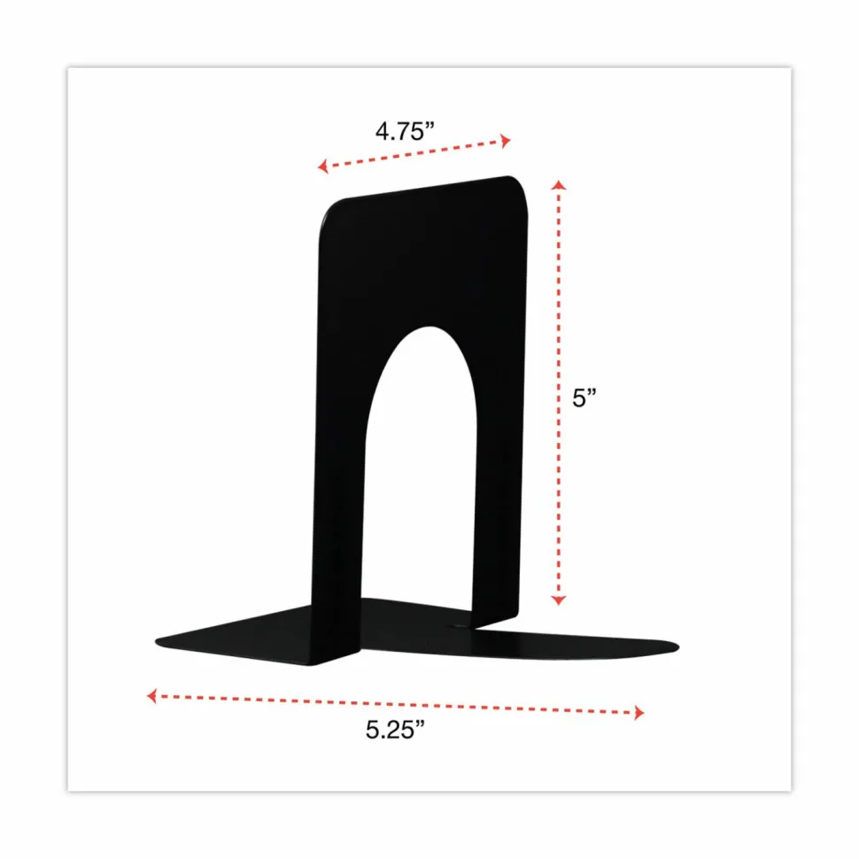 Universal Deluxe Economy Bookends, Nonskid Base, 4.75 x 5.25 x 5, Heavy Gauge Steel, Black, Pair