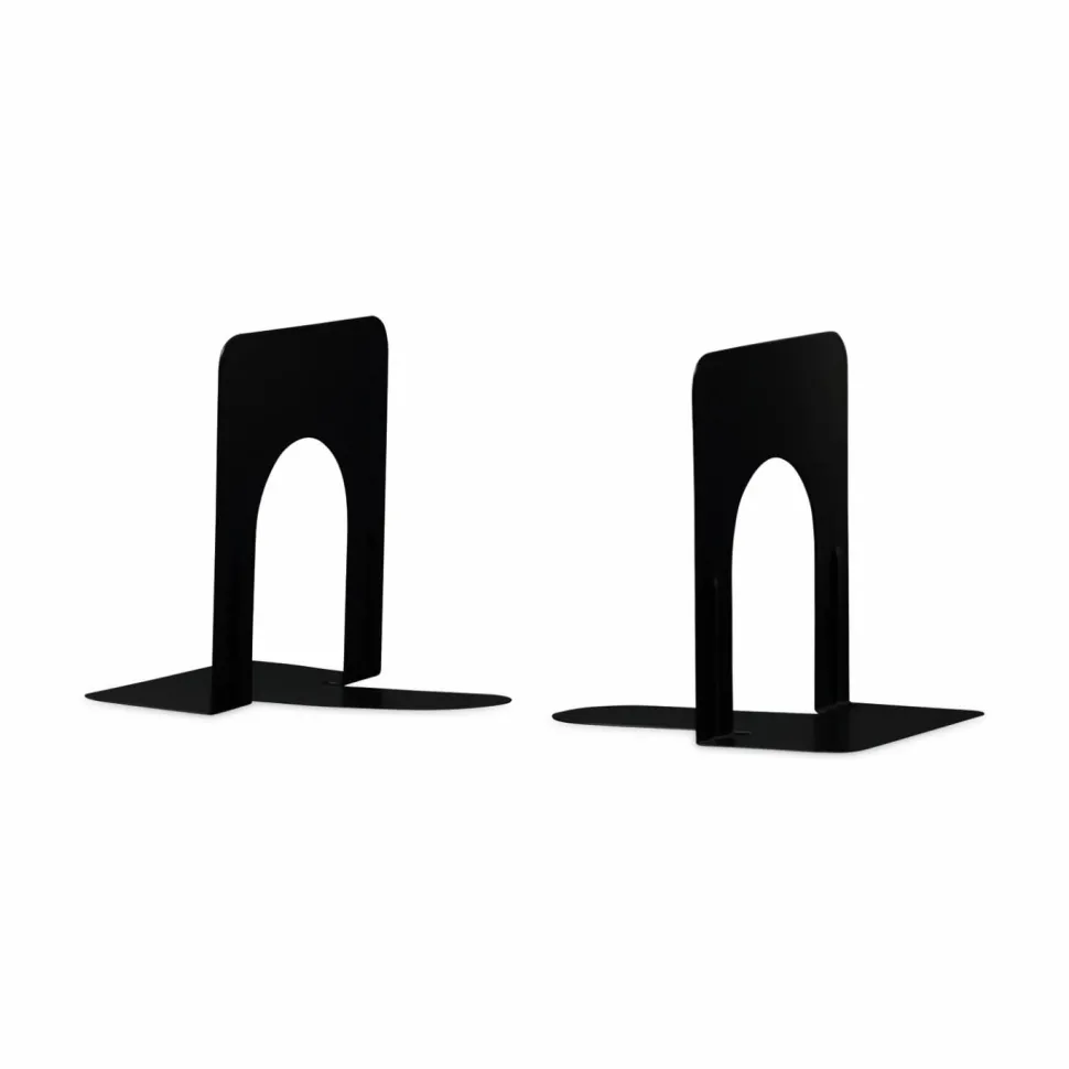 Universal Deluxe Economy Bookends, Nonskid Base, 4.75 x 5.25 x 5, Heavy Gauge Steel, Black, Pair