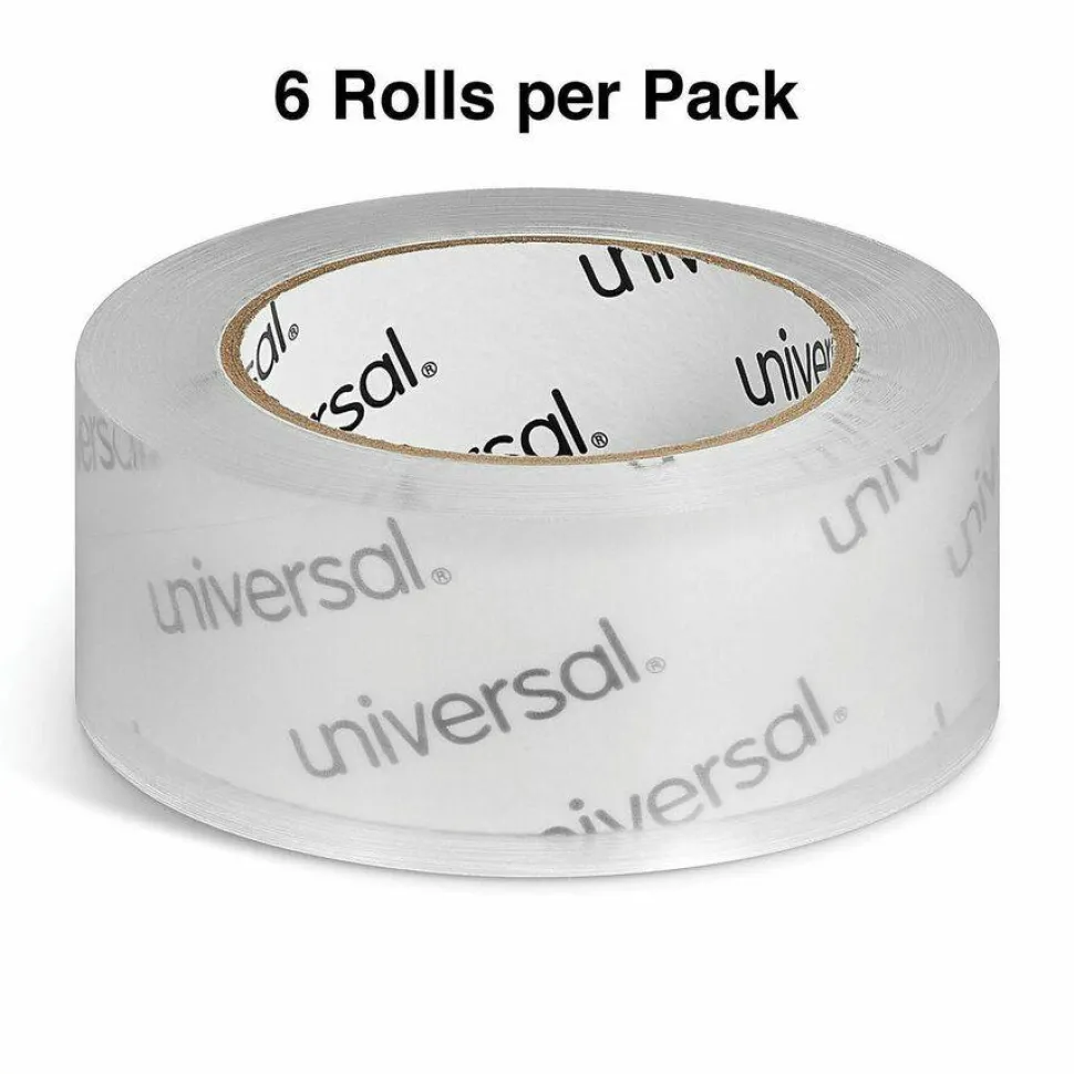 Universal Deluxe General-Purpose Acrylic Box Sealing Tape, 2 mil, 3" Core, 1.88" x 109 yds, Clear, 6/Pack