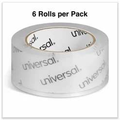Universal Deluxe General-Purpose Acrylic Box Sealing Tape, 1.7 mil, 3" Core, 1.88" x 109 yds, Clear, 6/Pack