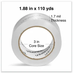 Universal Deluxe General-Purpose Acrylic Box Sealing Tape, 1.7 mil, 3