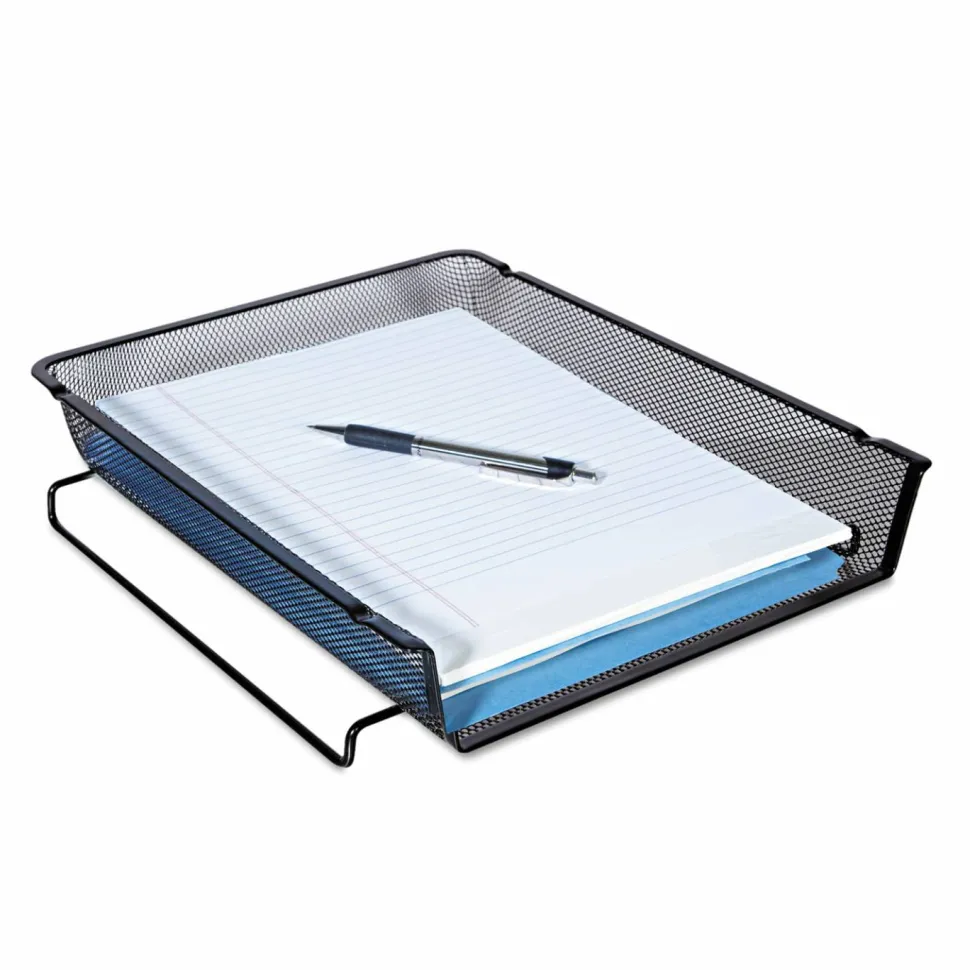 Universal Deluxe Mesh Stackable Front Load Tray, 1 Section, Letter Size Files, 11.25" x 13" x 2.75", Black
