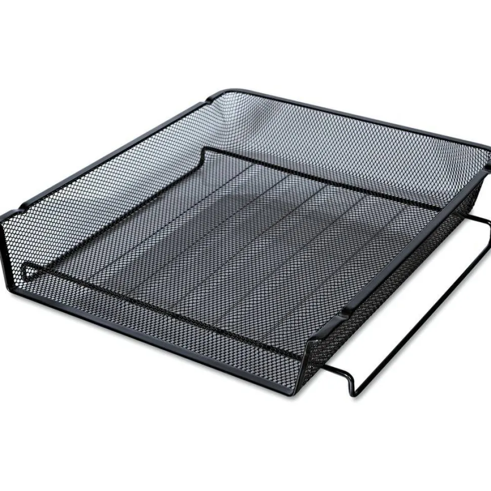 Universal Deluxe Mesh Stackable Front Load Tray, 1 Section, Letter Size Files, 11.25" x 13" x 2.75", Black