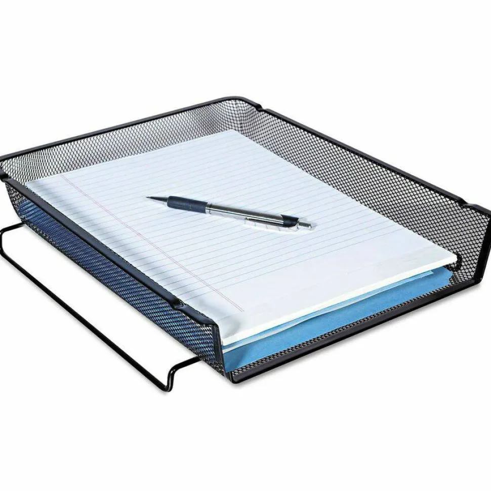 Universal Deluxe Mesh Stackable Front Load Tray, 1 Section, Letter Size Files, 11.25" x 13" x 2.75", Black