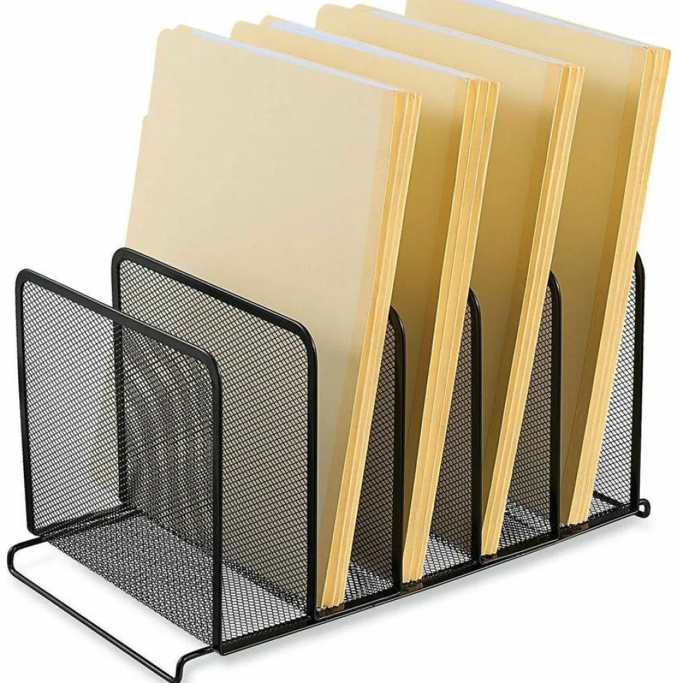 Universal Deluxe Mesh Stacking Sorter, 5 Sections, Letter to Legal Size Files, 14.63" x 8.13" x 7.5", Black