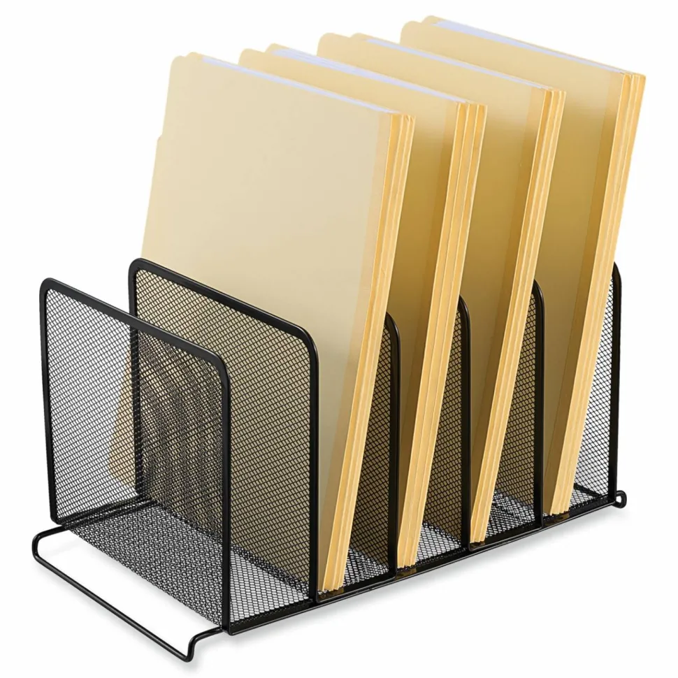 Universal Deluxe Mesh Stacking Sorter, 5 Sections, Letter to Legal Size Files, 14.63" x 8.13" x 7.5", Black