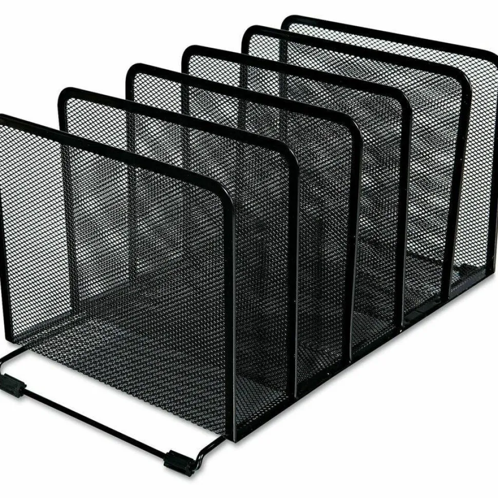 Universal Deluxe Mesh Stacking Sorter, 5 Sections, Letter to Legal Size Files, 14.63" x 8.13" x 7.5", Black