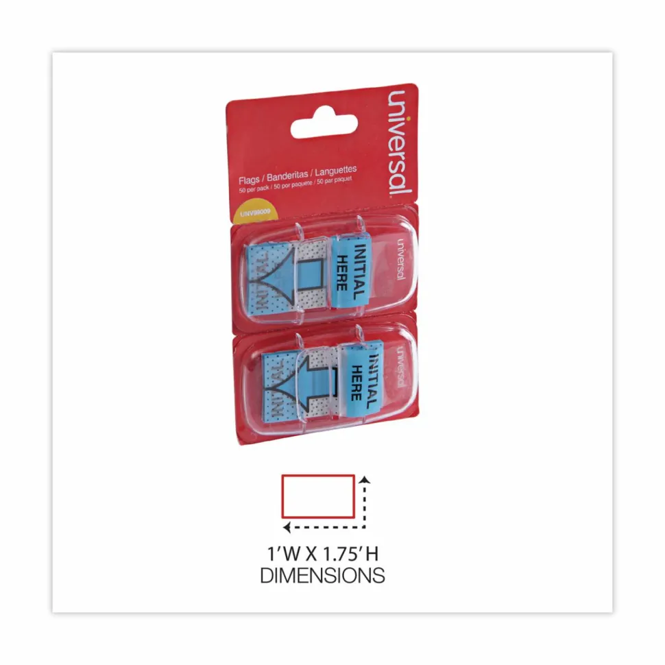 Universal Deluxe Message Arrow Flags, "Initial Here", Blue, 100/Pack