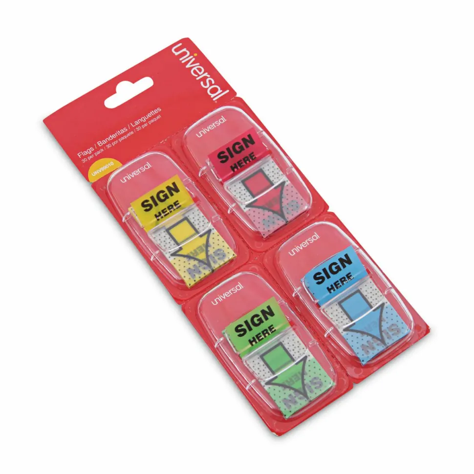 Universal Deluxe Message Arrow Flags, "Sign-Here", Assorted Colors, 120/Pack
