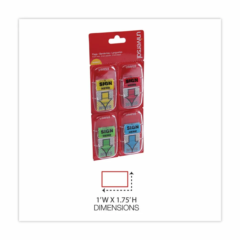 Universal Deluxe Message Arrow Flags, "Sign-Here", Assorted Colors, 120/Pack