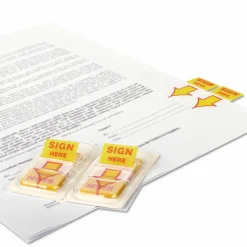 Universal Deluxe Message Arrow Flags, "Sign Here", Yellow, 500/Pack