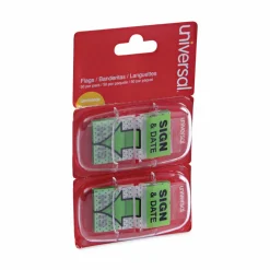 Universal Deluxe Message Arrow Flags, "Sign and Date", Green, 100/Pack