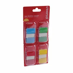 Universal Deluxe Pop-Up Page Flags, 1 x 1.75, Four Assorted Colors, 50 Flags/Dispenser, 4 Dispensers/Pack