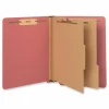 Universal Deluxe Pressboard End Tab Classification Folders, Expands 2", 2 Dividers, 6 Fasteners, Letter Size, Bright Red, 10/Box