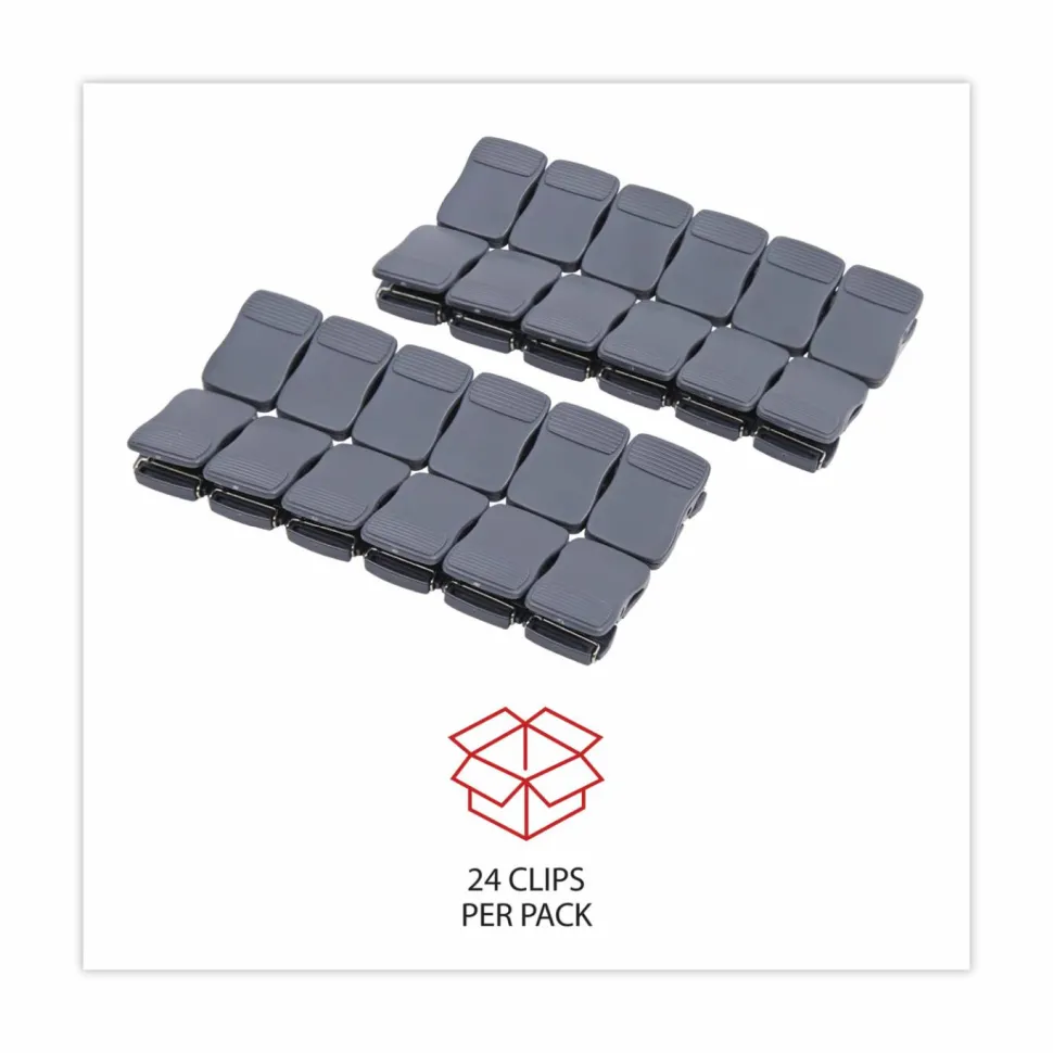 Universal Deluxe Recycled Cubicle Clips, 40 Sheet Capacity, Charcoal, 24/Pack