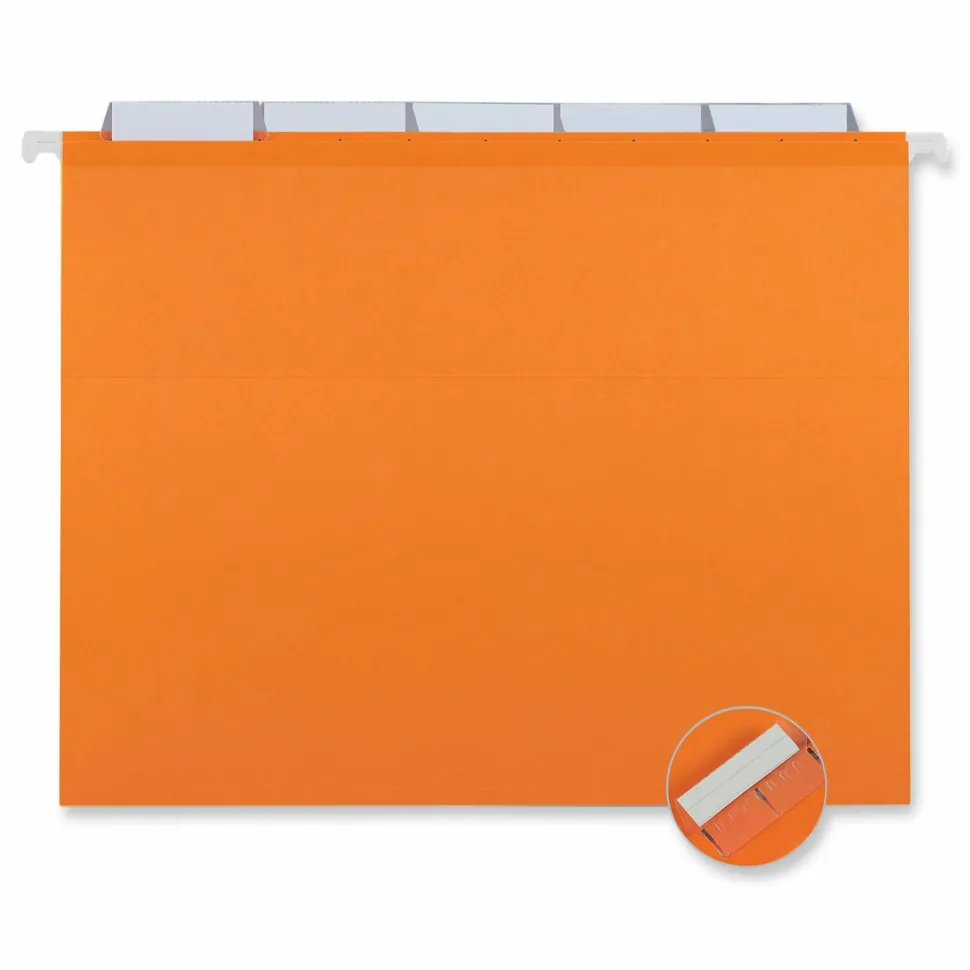 Universal Deluxe Reinforced Recycled Hanging File Folders, Letter Size, 1/5-Cut Tabs, Assorted, 25/Box
