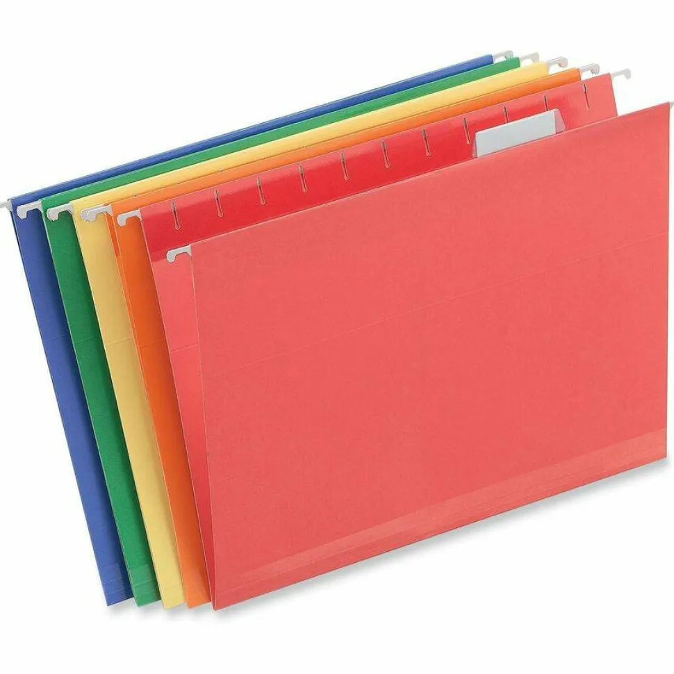 Universal Deluxe Reinforced Recycled Hanging File Folders, Letter Size, 1/5-Cut Tabs, Assorted, 25/Box