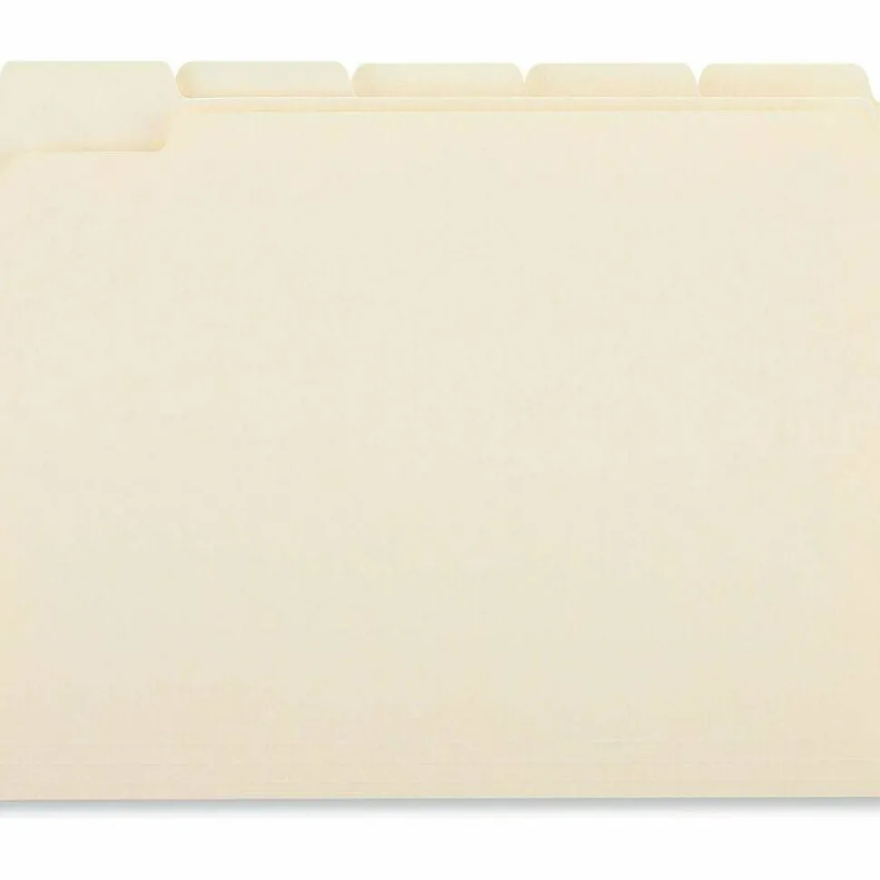 Universal Double-Ply Top Tab Manila File Folders, 1/5-Cut Tabs: Assorted, Letter Size, 0.75" Expansion, Manila, 100/Box
