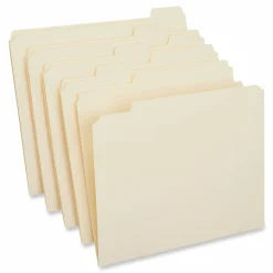 Universal Double-Ply Top Tab Manila File Folders, 1/5-Cut Tabs: Assorted, Letter Size, 0.75