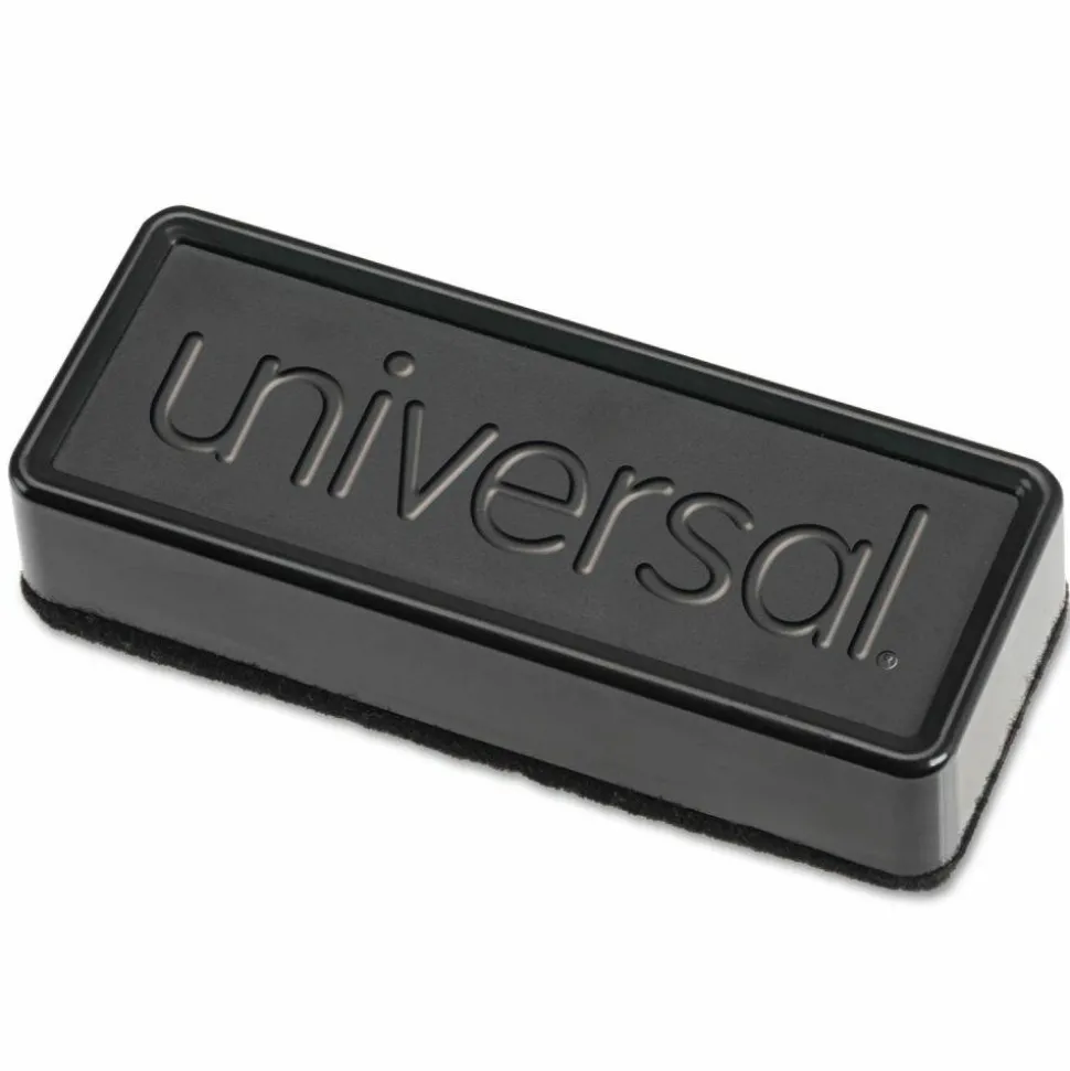 Universal Dry Erase Whiteboard Eraser, 5" x 1.75" x 1", Black