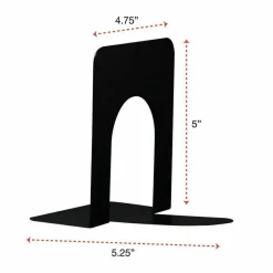 Universal Economy Bookends, 4.75 x 5.25 x 5, Heavy Gauge Steel, Black, Pair