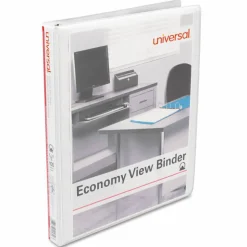 Universal Economy Round Ring View Binder, 3 Rings, 0.5" Capacity, 11 x 8.5, White